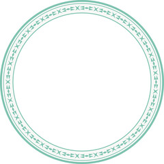 Vintage round frame botanic garden retro abstract pattern border