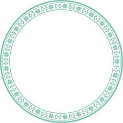 Vintage round frame botanic garden retro abstract pattern border