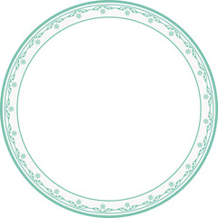 Vintage round frame botanic garden retro abstract pattern border