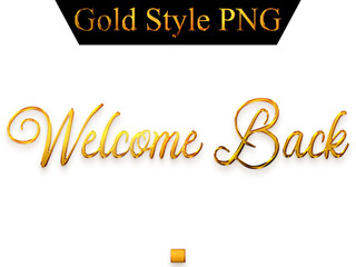 Welcome Back Text in Gold Gradient Calligraphy Transparent PNG Text