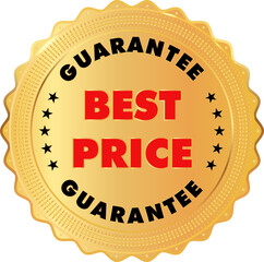 Gold luxury labels seal and quality product. Red, gold and black color.