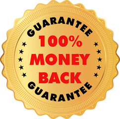 Gold luxury labels seal and quality product. Red, gold and black color.