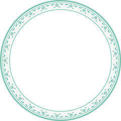 Vintage round frame botanic garden retro abstract pattern border