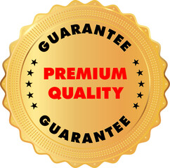 Gold luxury labels seal and quality product. Red, gold and black color.