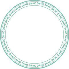 Vintage round frame botanic garden retro abstract pattern border