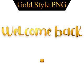 Welcome Back Text in Gold Gradient Alphabetical Transparent PNG Text