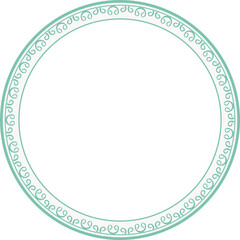 Vintage round frame botanic garden retro abstract pattern border