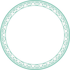 Vintage round frame botanic garden retro abstract pattern border