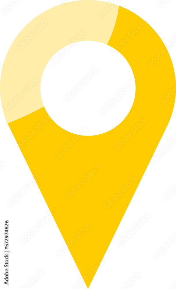 Poster shiny yellow location pointer pin or you are here marker hotspot symbol sign icon. vector image.
