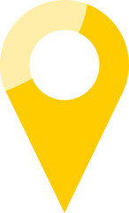 Shiny Yellow Location Pointer Pin or You Are Here Marker Hotspot Symbol Sign Icon. Vector Image.	
