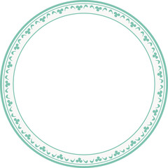 Vintage round frame botanic garden retro abstract pattern border