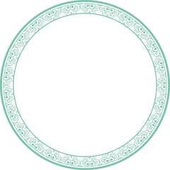 Vintage round frame botanic garden retro abstract pattern border