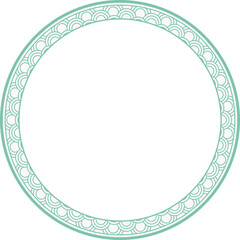Vintage round frame botanic garden retro abstract pattern border