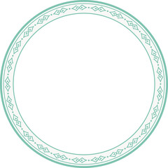 Vintage round frame botanic garden retro abstract pattern border