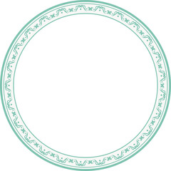 Vintage round frame botanic garden retro abstract pattern border