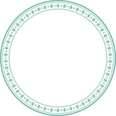 Vintage round frame botanic garden retro abstract pattern border