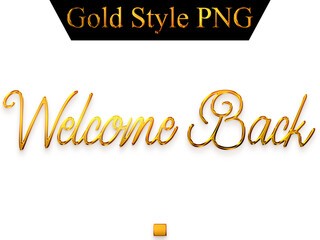 Welcome Back Text in Gold Gradient Alphabetical Transparent PNG Text