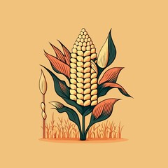 corn plant cultivation with ripe corn cobs created with Generative AI technology