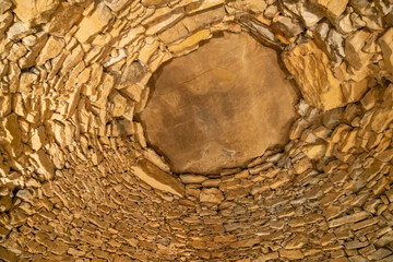 Interior of dolmen de El Romeral, UNESCO site, Antequera, Spain