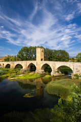 Fototapeta na wymiar stone bridge over Ebro river in Frias, Burgos province, Castilla Leon, Spain