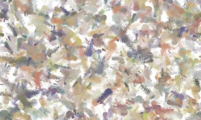 Purple, beige, yellow, green and grey random brush strokes on the white background. Seamless pattern. Design for prints on fabrics, textile, surface, paper, wallpaper, interior, patchwork, wrapping