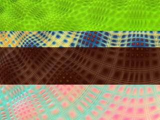 Multicolored abstract background. Green, brown, blue and red, yellow and blue parts. 3d illustration, 3d rendering.