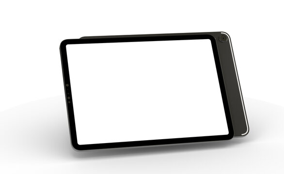 tablet pc - Modern black tablet computer isolated on white background.