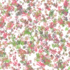 Green, red and gray flowers with liquid texture on the white background. Abstract seamless pattern.