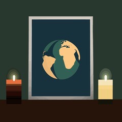 a globe and a lit candle to represent the campaign against clima created with Generative AI technology