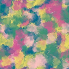 Grren, magenta, blue, yellow and light pink colored abstract blurred brush strokes. Seamless pattern
