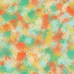 Green, yellow and blue colored random spots, round splashes. Abstract seamless pattern