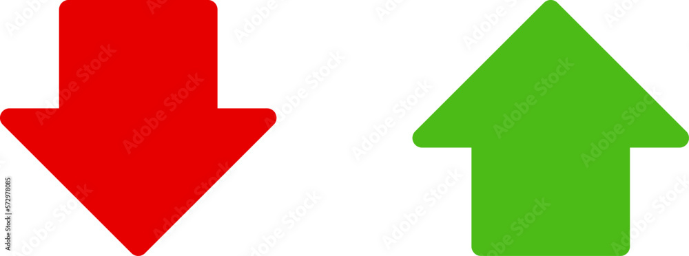 Poster green up and red down arrow icons with rounded edges. vector image.