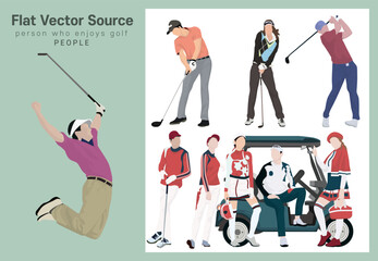 Golfers Flat Vector