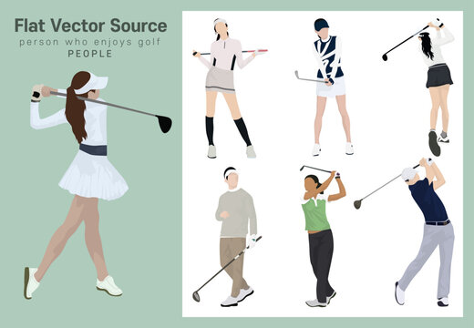 Golfers Flat Vector