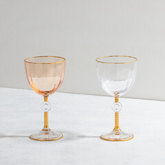 Concept with colored glass goblets