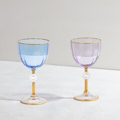 Concept with colored glass goblets