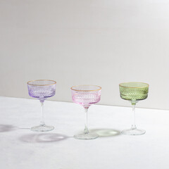 Concept with colored glass goblets