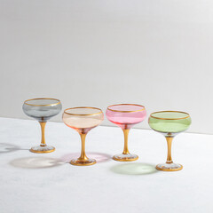 Concept with colored glass goblets