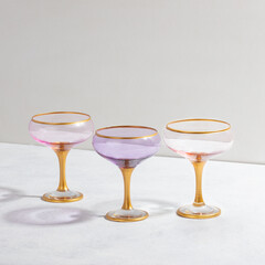 Concept with colored glass goblets
