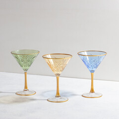 Concept with colored glass goblets