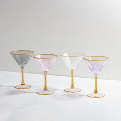 Concept with colored glass goblets