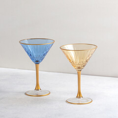Concept with colored glass goblets