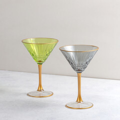 Concept with colored glass goblets