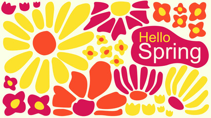 hello spring on flower background