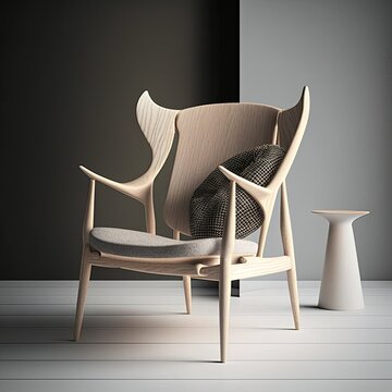 Isolated classic armchair on black and white background. Generative AI.
