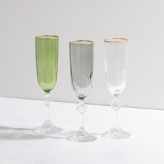 Concept with colored glass goblets