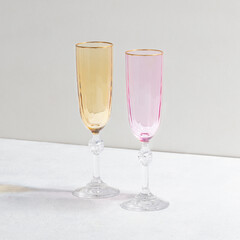 Concept with colored glass goblets