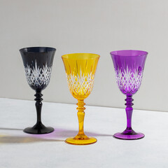 Concept with colored glass goblets