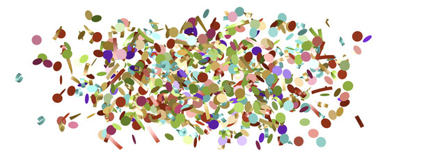 Multicolored paper confetti on transparent background.