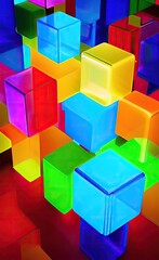 Three diamensional rendering illustration of abstract cube shapes background. Ai generated art.